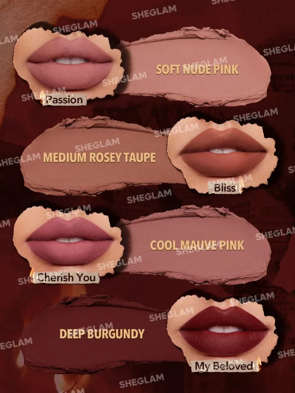 Sheglam Dynamatte Boom Long Lasting Matte Lipstick Ember Rose Set - Image 3